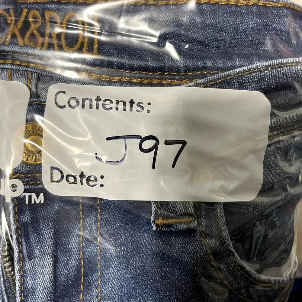 Rock & Roll Cowgirl High Rise Palazzo Flare‎ Jeans Dark Wash Slit Hem - Size 27